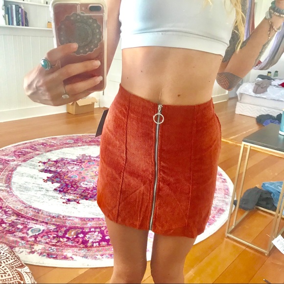 FALL ORANGE TIGHT ZIPPER SKIRT - Picture 5 of 5